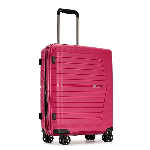GinzaTravel Hardside Expandable Luggage with Spinner Wheels,TSA Lock,, Deep Pink, Carry-On 20-Inch