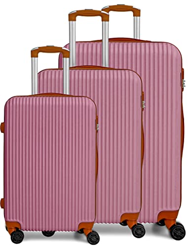 CALDARIUS Suitcase Set | Hard Shell Suitcase | Lightweight | with Combination Lock | 4 Dual Spinner Wheels | Travel Bag, Luggage Sets, (3 Piece Full Set) (Rose)
