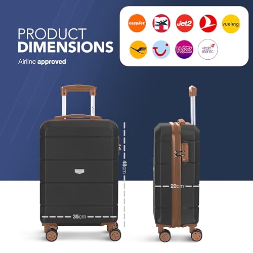 LUGG 20 Inch Jetset Lightweight Travel Carry On Suitcase, ABS, Water Resistant & TSA Lock - Easyjet Overhead (48x36x20cm)