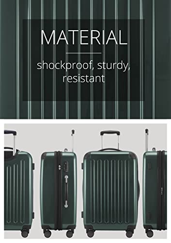 HAUPTSTADTKOFFER - Alex - Luggage Suitcase Hardside Spinner Trolley 4 Wheel Expandable, 65cm, TSA, dark green