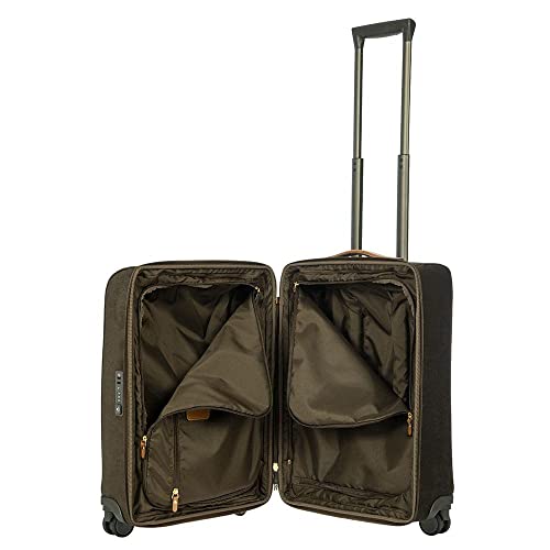 Bric's Soft Side Carry On and Check-in Suitcase Spinner for Travel, Life Collection, 55cm, Olive