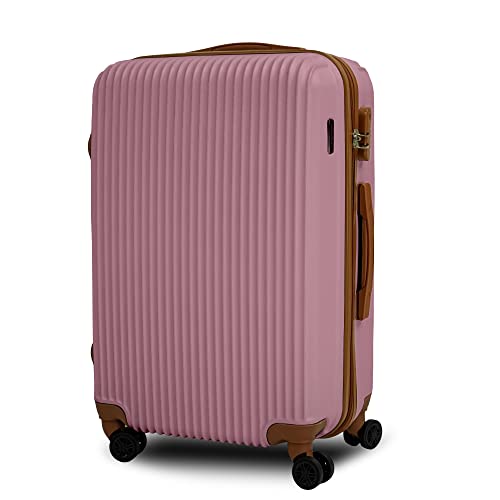 CALDARIUS Suitcase Set – Combination Lock, Travel Bag – Cabin/Carry On and Hold Luggage-Lightweight, Hard Shell, (Rose, Cabin 20'' X 2)