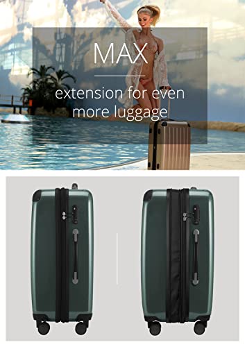 HAUPTSTADTKOFFER - Alex - Luggage Suitcase Hardside Spinner Trolley 4 Wheel Expandable, 65cm, TSA, dark green
