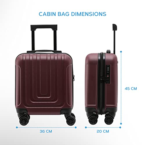 Flight Knight Premium Hard Shell Lightweight Cabin Suitcase - 8 Spinner Wheels - Built-in TSA Lock & USB Port - Luggage Approved for Over 100 Airlines Including easyJet Underseat - 45x36x20cm