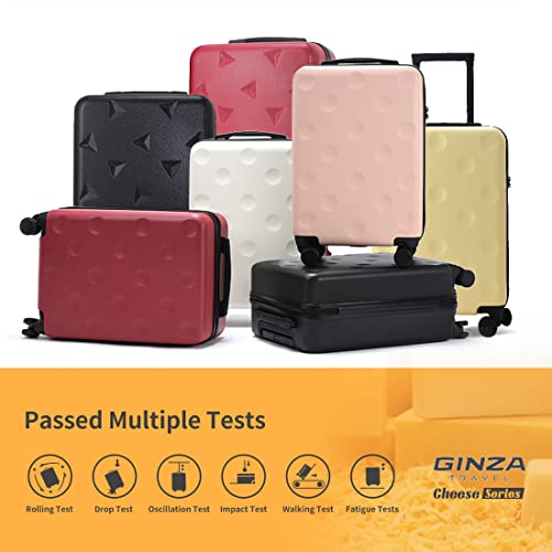 GinzaTravel Fashion Trend Bright Color PC+ABS Luggage TSA Combination Lock Spinner Wheels (Cheese series), Pink(Circle), Anti-scratch Lightweight Spinner Suitcase,universal Wheel,fashion
