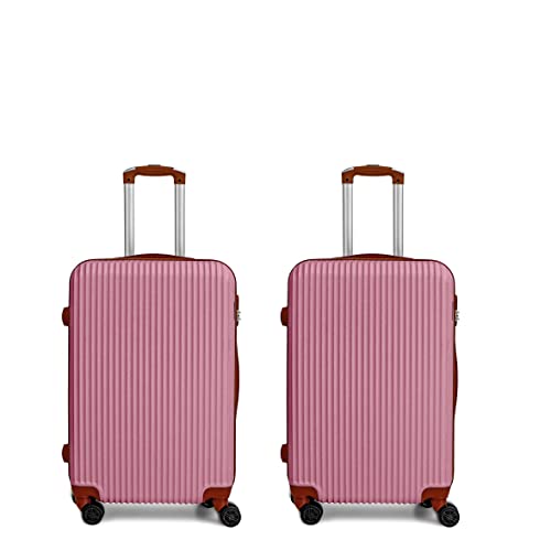 CALDARIUS Suitcase Set – Combination Lock, Travel Bag – Cabin/Carry On and Hold Luggage-Lightweight, Hard Shell, (Rose, Cabin 20'' X 2)