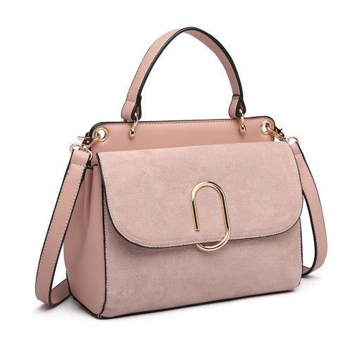 Miss Lulu Stylish Ladies Leather Handbag Shoulder Bag - Pink
