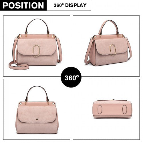 Miss Lulu Stylish Ladies Leather Handbag Shoulder Bag - Pink