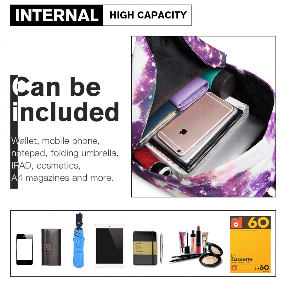 Miss Lulu Large Backpack Universe - Purple