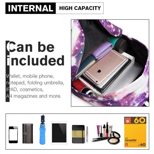 Miss Lulu Large Backpack Universe - Purple