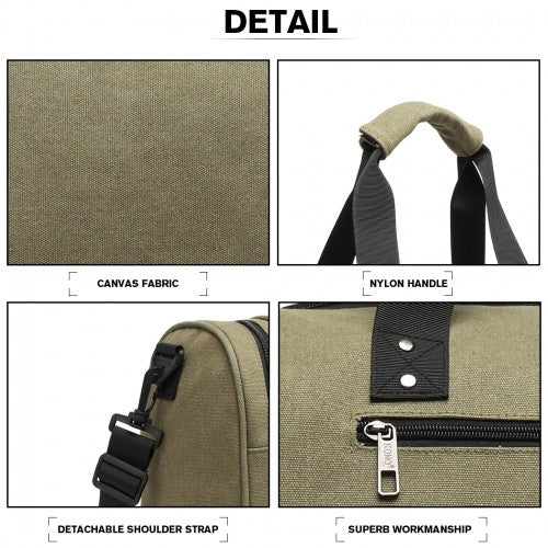 Kono Canvas Barrel Duffle Travel Bag - Green