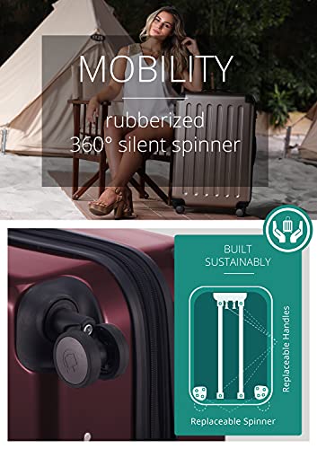 HAUPTSTADTKOFFER - Alex - Set of 3 Hard-side Luggages Trolley Suitces Expandable, TSA, (S, M & L), burgundy