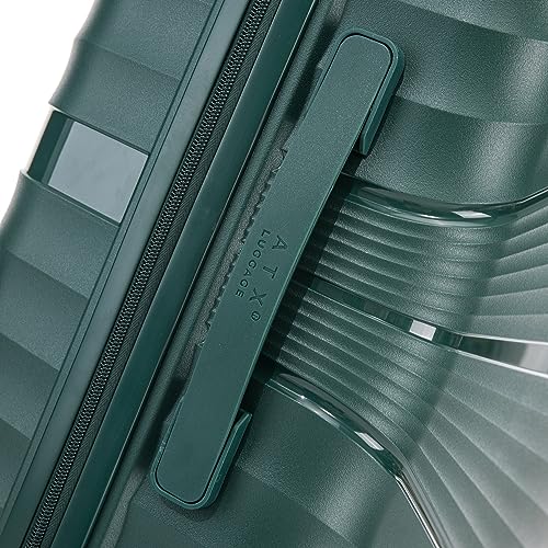 ATX Luggage Large Suitcase Lightweight Durable Polypropylene Hard Shell Suitcase with 4 Dual Spinner Wheels and Built-in TSA Lock (Forest Green, 28 Inches, 110 Liters)