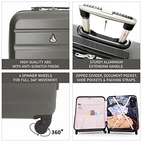 Aerolite Large Lightweight ABS Hard Shell Travel Hold Check in Luggage Spinner Suitcase with 4 Wheels, 29"