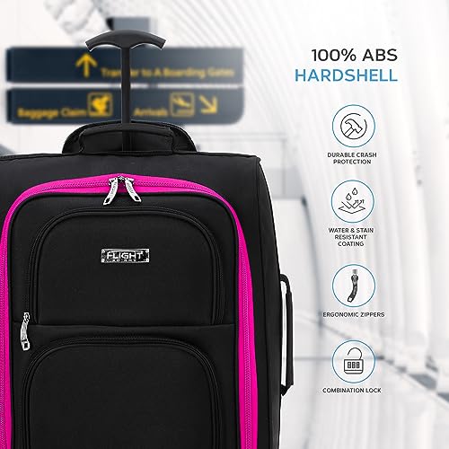 Flight Knight Set of 2 Carry On Cabin Suitcase easyJet Underseat Approved 2 Wheels Lightweight Bag Ideal for Airline Travel 45x36x20cm