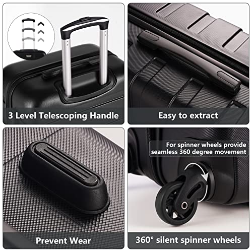 COOLIFE Suitcase Trolley Carry On Hand Cabin Luggage Hard Shell Travel Bag Lightweight with TSA Lock and 2 Year Warranty Durable 4 Spinner Wheels (Lemon Yellow, S(56cm 38L))