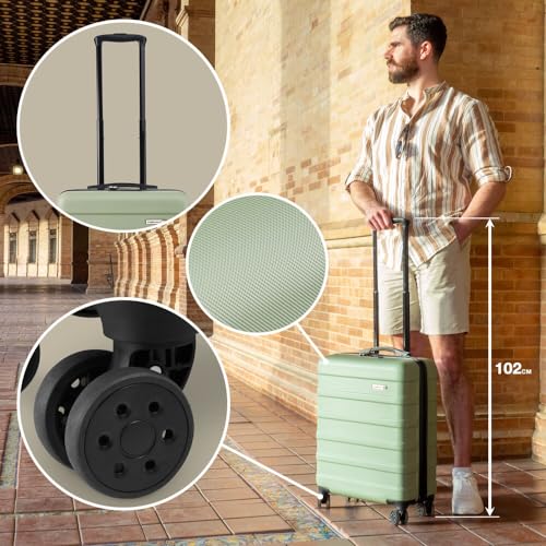 Cabin Max Anode Cabin Suitcase 55x40x20 Built in Lock, Lightweight, Hard Shell, 4 Wheels, Suitable for Ryanair, Easyjet, Jet 2 Paid Carry on (Endless Sea, 55 x 40 x 20 cm)