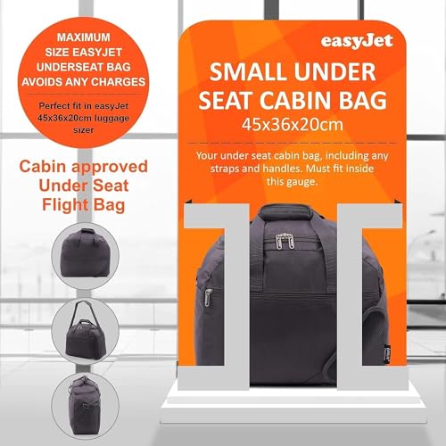 Aerolite 56x45x25 + 45x36x20 easyJet Plus/Flexi/Extra Legroom/Up Front/Large Cabin Maximum Allowance Lightweight Carry On Hand Cabin Luggage Set Bundle (Suitcase + Holdall)