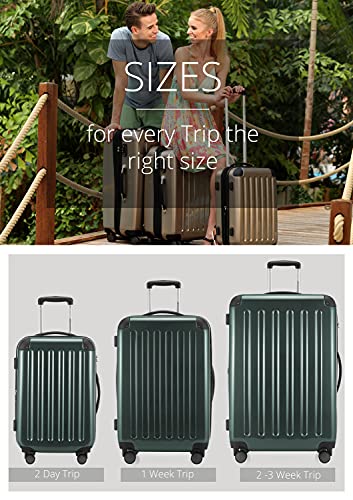 HAUPTSTADTKOFFER - Alex - Luggage Suitcase Hardside Spinner Trolley 4 Wheel Expandable, 65cm, TSA, dark green