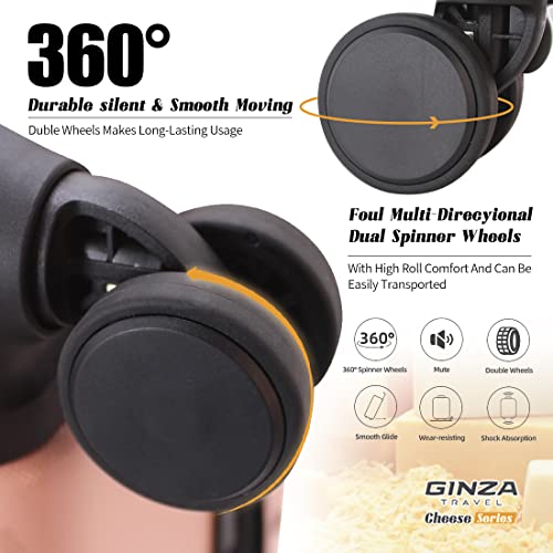 GinzaTravel Fashion Trend Bright Color PC+ABS Luggage TSA Combination Lock Spinner Wheels (Cheese series), Pink(Circle), Anti-scratch Lightweight Spinner Suitcase,universal Wheel,fashion