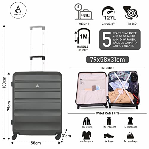 Aerolite Large Lightweight ABS Hard Shell Travel Hold Check in Luggage Spinner Suitcase with 4 Wheels, 29"