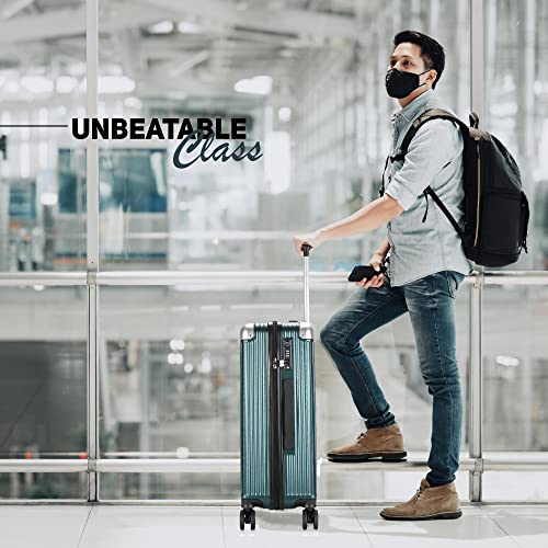ATX Luggage Cabin Suitcase Super Lightweight Durable ABS Carry on Suitcase with 4 Dual Spinner Wheels and Built-in 3 Digit Combination Lock (Emrald Green, 21Inches, 33Liter)