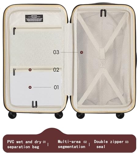 GinzaTravel Trunk Spinner Luggage PC Hardside Luggage with Double Spinner Wheels, Lightweight Travel Suitcase Set with TSA Lock and foldable cup holder Burst Resistant Zipper, Light yellow,