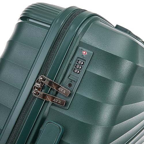 ATX Luggage Large Suitcase Lightweight Durable Polypropylene Hard Shell Suitcase with 4 Dual Spinner Wheels and Built-in TSA Lock (Forest Green, 28 Inches, 110 Liters)