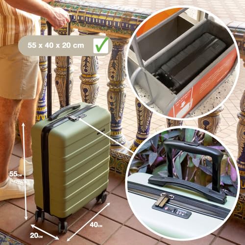 Cabin Max Anode Cabin Suitcase 55x40x20 Built in Lock, Lightweight, Hard Shell, 4 Wheels, Suitable for Ryanair, Easyjet, Jet 2 Paid Carry on (Endless Sea, 55 x 40 x 20 cm)