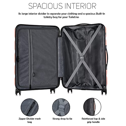 ATX Luggage Cabin Suitcase Super Lightweight Durable ABS Carry on Suitcase with 4 Dual Spinner Wheels and Built-in 3 Digit Combination Lock (Orange, 21 Inches, 33 Liter)