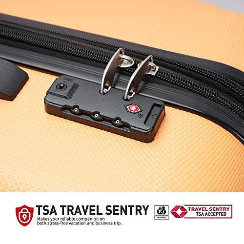 GinzaTravel Anti-scratch ABS Material Luggage 3 Piece Sets Lightweight Spinner Suitcase, Yellow color, Carry-On 20-Inch