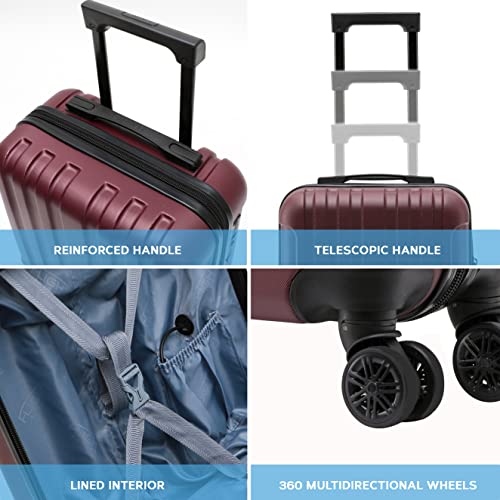 Flight Knight Premium Hard Shell Lightweight Cabin Suitcase - 8 Spinner Wheels - Built-in TSA Lock & USB Port - Luggage Approved for Over 100 Airlines Including easyJet Underseat - 45x36x20cm