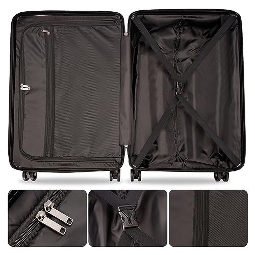GinzaTravel simple and convenient PC suitcase, TSA Combination Lock,anti-scratch, 2-Pc Set (20”-28”), Ginzatravel Simple and Convenient Suitcase (Convenient Series-03)