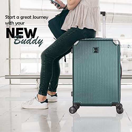 ATX Luggage Cabin Suitcase Super Lightweight Durable ABS Carry on Suitcase with 4 Dual Spinner Wheels and Built-in 3 Digit Combination Lock (Emrald Green, 21Inches, 33Liter)