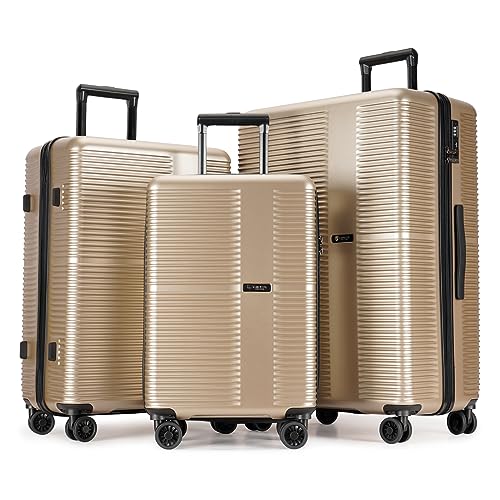 GinzaTravel simple and convenient PC suitcase, TSA Combination Lock,anti-scratch, 2-Pc Set (20”-28”), Ginzatravel Simple and Convenient Suitcase (Convenient Series-03)