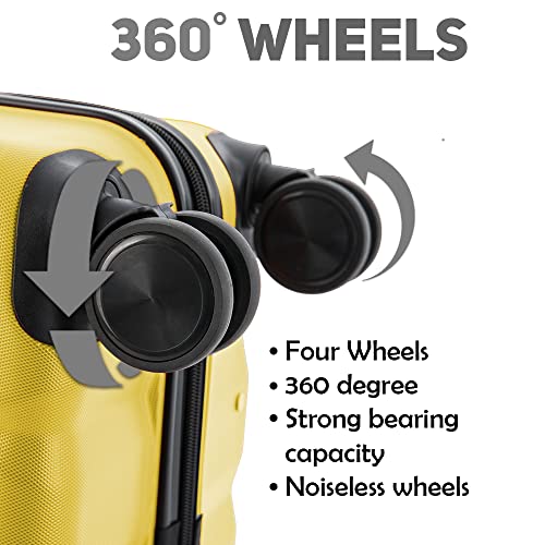 ATX Luggage Extra Large Suitcase Super Lightweight Durable ABS Hard Shell Suitcase with 4 Wheels and Built-in TSA Lock (Yellow, 32 Inches,132 Liter)