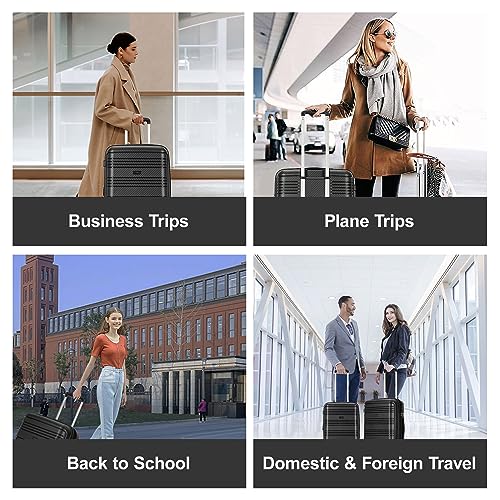 GinzaTravel 3-piece sets luggage with scratch-resistant PP material, expandable(all 20 25 29 Super light, large-capacity double seal suitcase, Black color, Carry-On 20-Inch, Lightweight Luggage Tsa