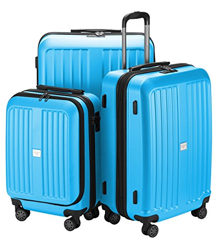 HAUPTSTADTKOFFER - X-Berg - Carry on luggage On-Board Suitcase Cabin Bag Hardside Spinner Trolley 4 Wheel, TSA, 55 cm,Cyanblue mat