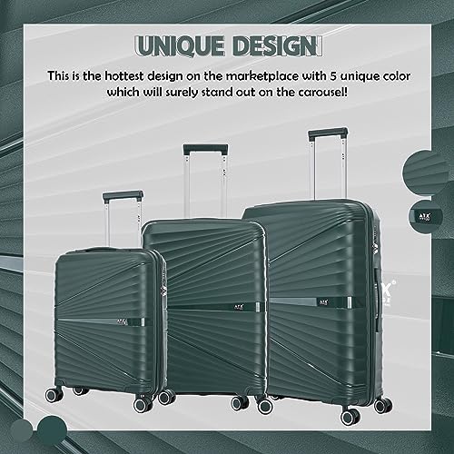 ATX Luggage Large Suitcase Lightweight Durable Polypropylene Hard Shell Suitcase with 4 Dual Spinner Wheels and Built-in TSA Lock (Forest Green, 28 Inches, 110 Liters)