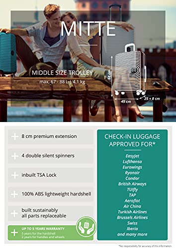 HAUPTSTADTKOFFER - MITTE – Medium Sized Hard Shell Luggage, Expandable suitcase, TSA, 4 Double wheels, 68 cm, 88 liters, Avocado