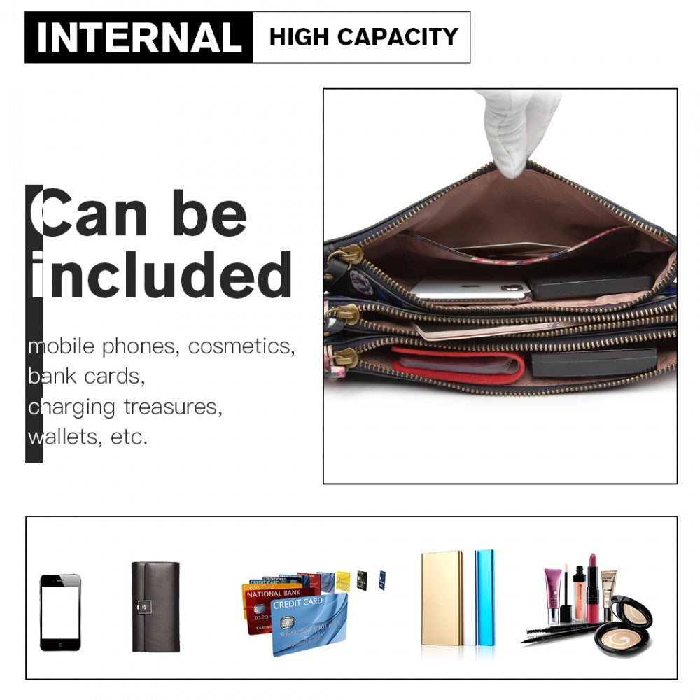 Miss Lulu Canvas With Pompom Pendant Handbag Shoulder Bag - Navy