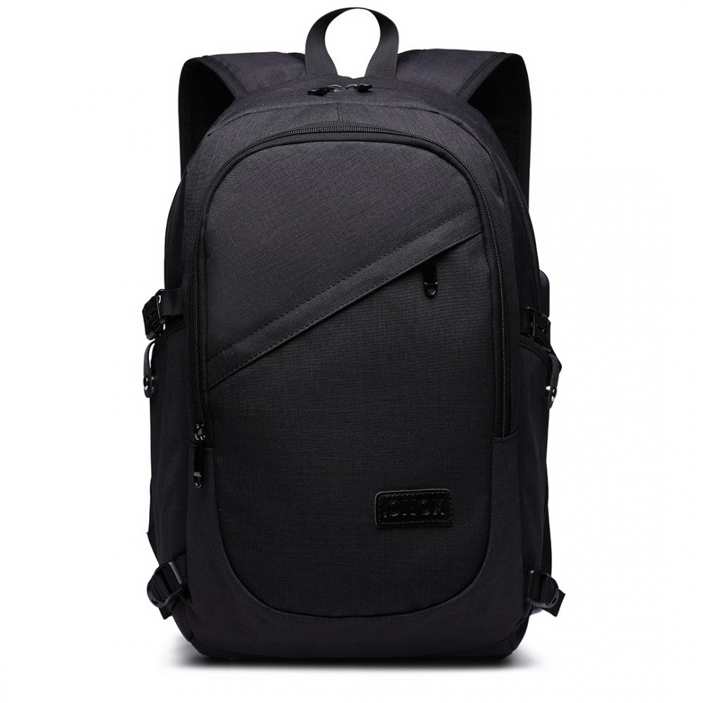 Kono Business Laptop Backpack With USB Charging Port - Black