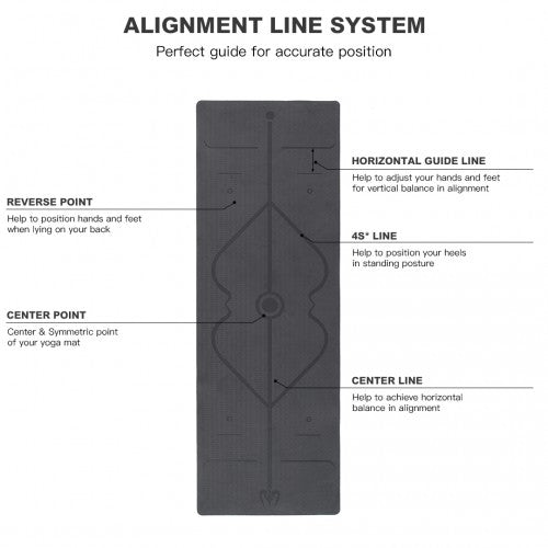 Kono TPE Non-Slip Classic Yoga Mat - Black & Grey