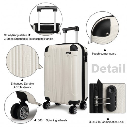 Kono 19 Inch Abs Hard Shell Suitcase Luggage - Beige