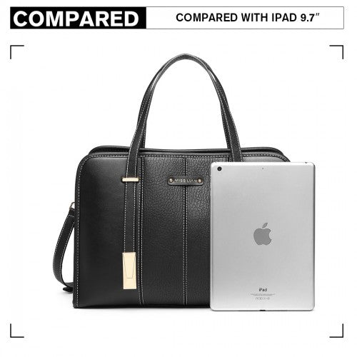 Miss Lulu Structured Panel Shoulder Bag - Black