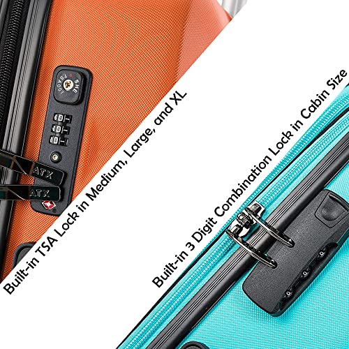 ATX Luggage Cabin Suitcase Super Lightweight Durable ABS Carry on Suitcase with 4 Dual Spinner Wheels and Built-in 3 Digit Combination Lock (Orange, 21 Inches, 33 Liter)