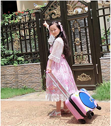 GinzaTravel 3D Little Whale Cute Children's Luggage Sit and Ride Trolley Case 18-inch Universal Wheel Travel Case for Boys and Girls, Pink color,