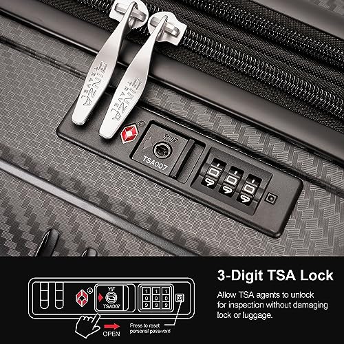 GinzaTravel 3-piece sets luggage with scratch-resistant PP material, expandable(all 20 25 29 Super light, large-capacity double seal suitcase, Black color, Carry-On 20-Inch, Lightweight Luggage Tsa