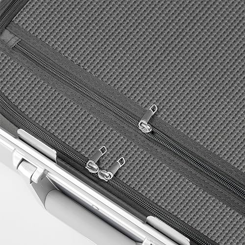 PRIMICIA GinzaTravel New Classic Aluminum Frame Fashion Bright Color Suitcase with TSA Lock No Zipper(Colorful Series), Milky White, Checked-Large 28", New Classic Aluminum Frame Fashion Bright Color