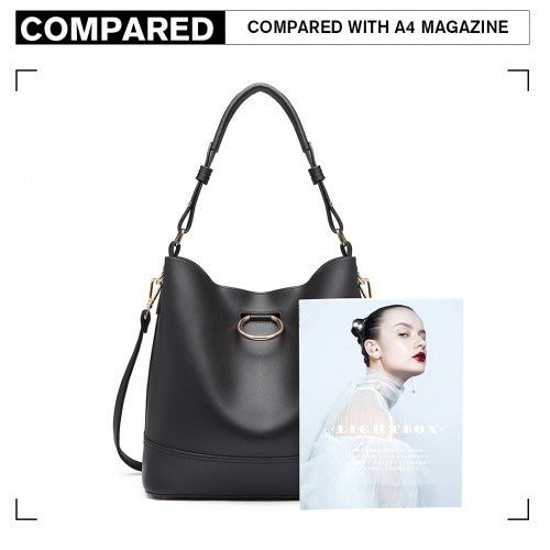 Lulu 2 Piece Bucket Tote Bag Set - Black